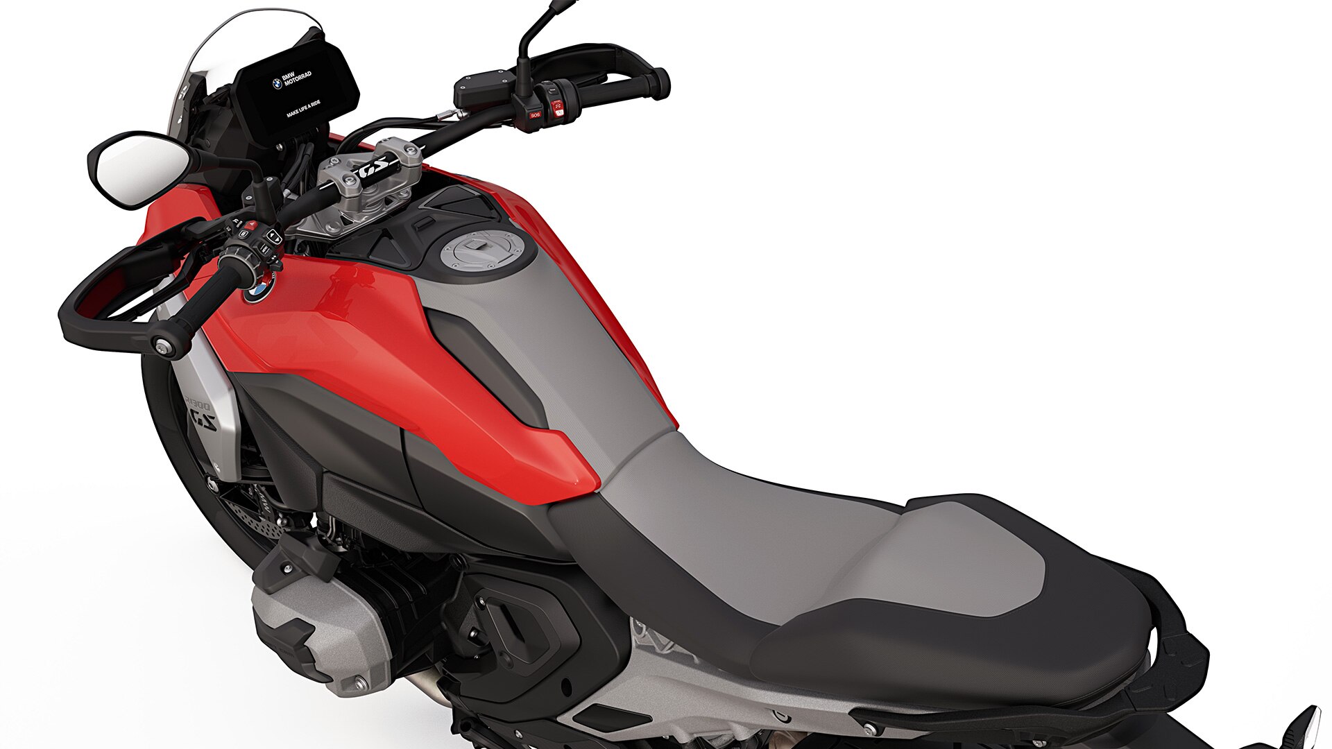 The continuous tank seat line of the R 1300 GS from BMW Motorrad